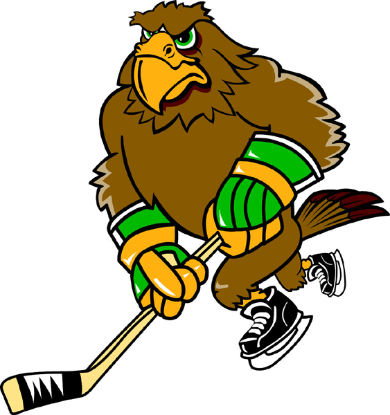 Hawk hockey player team mascot color vinyl sports decal. Personalize on line. Hawk Hockey